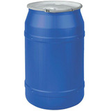 Chicken Pieces Eagle Manufacturing 55 Gallon Blue Plastic Barrel Drum with 2" x 2" Bung Holes and Metal Lever-Lock 
