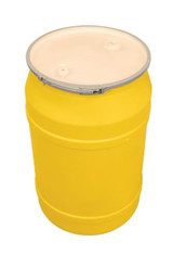 Chicken Pieces Eagle Manufacturing 55 Gallon Yellow Plastic Barrel Drum with Bung Holes and Metal Lever-Lock 