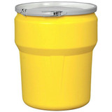 Chicken Pieces Eagle Manufacturing 10 Gallon Yellow Plastic Barrel Drum with Metal Lever-Lock 