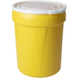 Chicken Pieces Eagle Manufacturing 30 Gallon Yellow Plastic Barrel Drum with Plastic Lever-Lock 