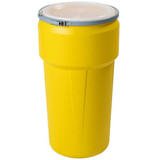 Chicken Pieces Eagle Manufacturing 20 Gallon Yellow Plastic Barrel Drum with Metal Lever-Lock 