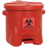 Chicken Pieces Eagle Manufacturing  10 Gallon Red Hands-Free Biohazardous Waste Can 