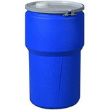 Chicken Pieces Eagle Manufacturing 14 Gallon Blue Plastic Barrel Drum with Bung Holes and Metal Bolt Ring 