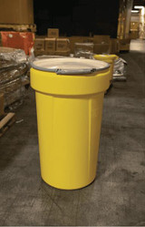 Chicken Pieces Eagle Manufacturing 55 Gallon Yellow Plastic Barrel Drum with Metal Lever-Lock 