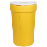 Chicken Pieces Eagle Manufacturing 55 Gallon Yellow Plastic Barrel Drum with Plastic Lever-Lock 