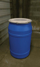Chicken Pieces Eagle Manufacturing 55 Gallon Blue Straight-Sided Plastic Barrel Drum with Metal Lever-Lock 