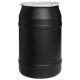 Chicken Pieces Eagle Manufacturing 55 Gallon Black Plastic Barrel Drum with Bung Holes and Plastic Lever-Lock 
