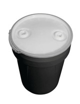 Chicken Pieces Eagle Manufacturing 30 Gallon Black Plastic Barrel Drum with 2" x 2" Bung Holes and Metal Lever-Lock 