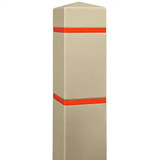 Chicken Pieces Innoplast BollardGard 6 1/2" x 60" Tan Square Bollard Cover with Reflective Stripes 