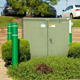 Chicken Pieces Innoplast BollardGard 6 1/2" x 60" Tan Square Bollard Cover with Reflective Stripes 