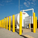 Chicken Pieces Innoplast BollardGard 7 1/8" x 60" Orange Bollard Cover with Green Reflective Stripes 