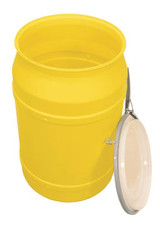 Chicken Pieces Eagle Manufacturing 55 Gallon Yellow Plastic Barrel Drum with Plastic Lever-Lock, High-Density 
