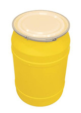 Chicken Pieces Eagle Manufacturing 55 Gallon Yellow Plastic Barrel Drum with Plastic Lever-Lock, High-Density 