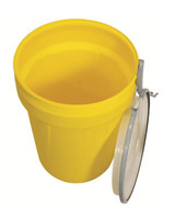 Chicken Pieces Eagle Manufacturing 30 Gallon Yellow Plastic Barrel Drum with 2" x 2" Bung Holes and Metal Lever-Lock 