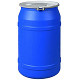 Chicken Pieces Eagle Manufacturing 55 Gallon Blue Plastic Barrel Drum with 2" x 2" Bung Holes and Metal Bolt Ring 