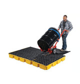 Chicken Pieces Eagle Manufacturing 88 Gallon Yellow 6 Drum Modular Spill Containment Platform with Drain 