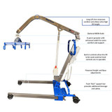  Med-Mizer MedRiser Patient Lift - Fully Powered, 6-Point Spreader Bar, Height & Base Adjustability 