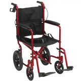 Chicken Pieces Drive Medical Lightweight Expedition Transport Wheelchair with 12" Rear Wheels, 300 lbs Capacity 