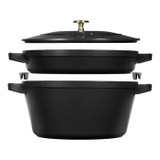 Chicken Pieces STAUB Stackable Cast Iron Dutch Oven Set, Small - 3-Piece Cookware Set with Sloped Sides 