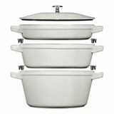 Chicken Pieces STAUB Stackable Cast Iron Dutch Oven Set, 4-Piece Medium Cookware - Space-Saving Design 