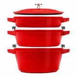 Chicken Pieces STAUB Stackable Cast Iron Dutch Oven Set, 4-Piece Medium Cookware - Space-Saving Design 