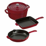 Chicken Pieces STAUB Cast Iron Cookware Set, 4-Piece - Includes 3.8L Cocotte, 26 cm Skillet 