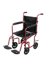  Drive Medical Flyweight Lightweight Transport Wheelchair with Removable Wheels, Red 