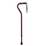  Drive Medical Adjustable Height Offset Handle Cane with Gel Hand Grip, Red Crackle 