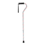  Drive Medical Adjustable Height Offset Handle Cane with Gel Hand Grip, Floral 