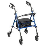  Drive Medical Adjustable Height Rollator Rolling Walker with 6" Wheels, Blue 