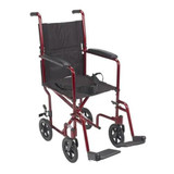  Drive Medical Lightweight Transport Wheelchair, 17" Seat, Red 