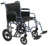  Drive Medical Bariatric Heavy Duty Transport Wheelchair with Swing Away Footrest, 22" Seat, Blue 