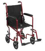  Drive Medical Lightweight Transport Wheelchair, 19" Seat, Red 