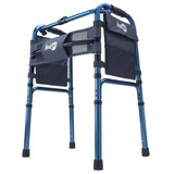  Hugo Adjustable Folding Walker With 5" Wheels and Plastic Glides, Sapphire Blue 