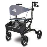 Hugo Drive Medical Explore Side-Fold Rollator Rolling Walker with Seat, Backrest and Folding Basket, Pearl Black 