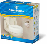  AquaSense Portable Raised Toilet Seat, White, 4" 