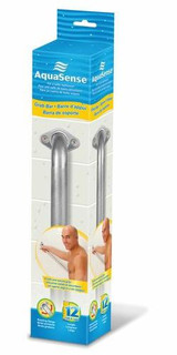  AquaSense Knurled Chrome Grab Bar with Rotating Flange, 16" / 40.64 cm 