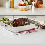  Lagostina 18/10 Stainless Steel Roasting Pan with Rack, 39cm x 28cm 3.2, kg/7 lbs 