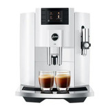 JURA Jura E8 Automatic Espresso Machine with Milk Container, Glacette, and Milk Pipe, Piano White 9.60 kg/21.16 lbs 
