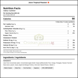 Oasis Juice Tropical Passion 200ml/6.76oz (30/Case) - Canadian Made — Nutrition and Ingredients Label — www.chickenpieces.com