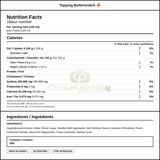 Richardson Topping Butterscotch 1L/2.20Lbs (8/Case)-Canadian Made — Nutrition and Ingredients Label — www.chickenpieces.com