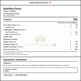 Primo Pasta Fettuccine 10 in. 2.27kg/5lbs (4/Case)-Canadian Made — Nutrition and Ingredients Label — www.chickenpieces.com