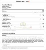 Jade Mountain C Pork Strip Sweet & Sour 4Kg/8.82Lbs -Canadian Made — Nutrition and Ingredients Label — www.chickenpieces.com