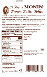 Monin Premium Brown Butter Toffee Flavoring Syrup 750mL/25.36oz (12/Case)