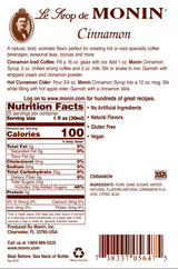 Monin Premium Cinnamon Flavoring Syrup 750mL/25.36oz (12/Case)