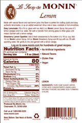 Monin Premium Lemon Flavoring / Fruit Syrup 750 mL/25.36oz (12/Case)