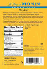 Monin Sugar Free Hazelnut Flavoring Syrup 750mL/25.36oz (12/Case)