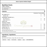 Franks Sauce Cayenne Redhot Pepper 3.78LT/1  Gallon — Nutrition and Ingredients Label — www.chickenpieces.com