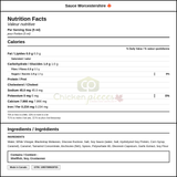 Heinz Sauce Worcestershire 3.78LT/1 Gallon — Nutrition and Ingredients Label — www.chickenpieces.com