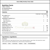 Cattlemen's BBQ Smokey Texas Style Sauce 3.78LT/1 Gallon — Nutrition and Ingredients Label — www.chickenpieces.com